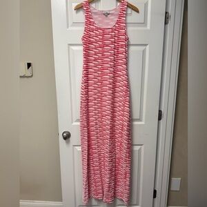 Beige by Eci Women’s Coral and White Textured Knit Lined Maxi Dress Size M